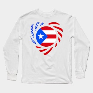 Puerto Rican American Multinational Patriot Flag (Heart) Long Sleeve T-Shirt